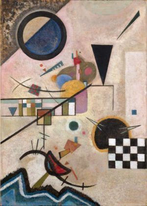 Wassily Kandinsky, Gegenklänge, 1924, Contrasting Sounds, Öl auf Karton, 70 x 49.5 cm, Centre Pompidou, Paris, Musée national d'art moderne / Centre de création industrielle, bequest of Nina Kandinsky in 1981.