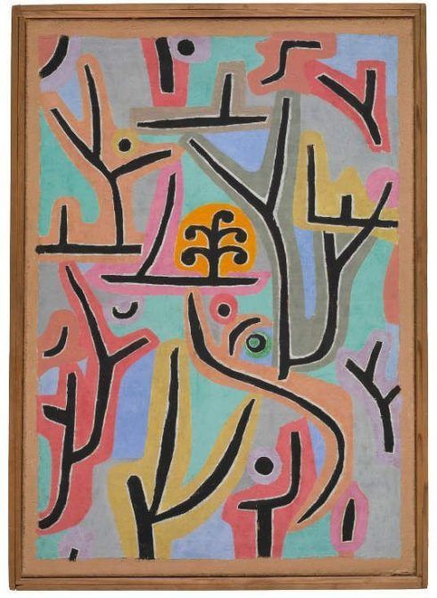 Paul Klee, Park bei Lu., 1938, 129, Öl und Kleisterfarbe auf Papier auf Jute, originale Rahmenleisten, Zentrum Paul Klee, Bern.