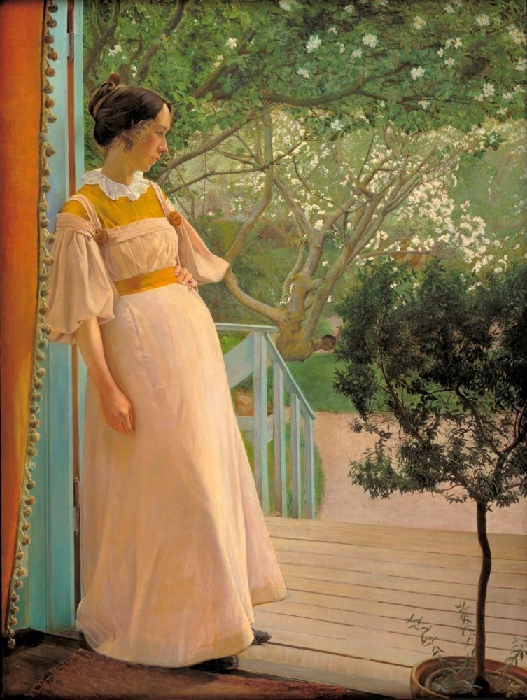 L.A. Ring (1854–1933), An den französischen Fenstern, die Frau des Künstlers, 1897, Öl auf Leinwand, 191 x 144 cm © SMK Foto