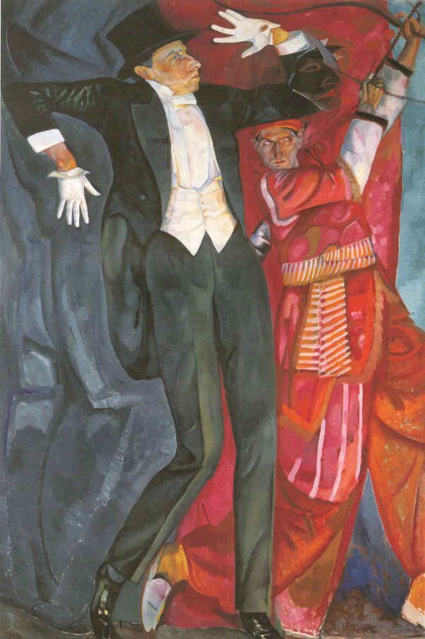Boris Grigorjew, Porträt von Wsewolod Meyerhold, 1916, Öl auf Leinwand (St. Petersburg, Staatliches Russisches Museum), Installationsansicht Albertina 2016, Foto: Alexandra Matzner.