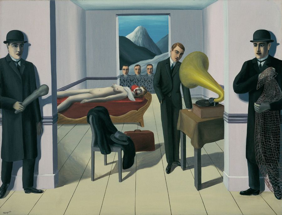 René Magritte, Der bedrohte Mörder, 1927, Öl auf Leinwand, New York, The Museum of Modern Art© Charly HERSCOVICI Brüssel - 2011.