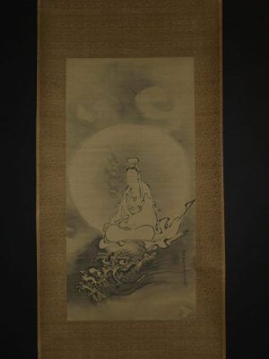 Ein Rollbild von Kanō Tanyū (Kyoto 1602–1674 Edo), Kannon reitet auf einem Drachen (Sammlung Genzō Hattori), Foto: Alexandra Matzner.