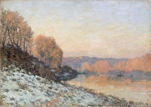Alfred Sisley (1839–1899), Die Seine in Bougival im Winter, 1872, Öl auf Leinwand, 46 x 65 cm, Palais des Beaux Art de Lille,Foto: bpk | RMN - Grand Palais | René-Gabriel Ojéda.
