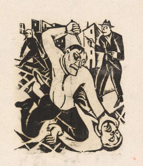 Carry Hauser, Mörder, Aus der Holzschnittfolge „Irrende Menschen“, 1923, Holzschnitt, 29,8 x 23,4 cm, Wien Museum © Bildrecht, Wien 2016.