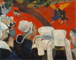 Paul Gauguin, La vision après le sermon ou La lutte de Jacob avec l'ange (Vision nach der Predigt oder Der Kampf Jakobs mit dem Engel), 1888, Öl auf Leinwand, 73 x 92 cm, Scottish National Gallery, Edinburgh.