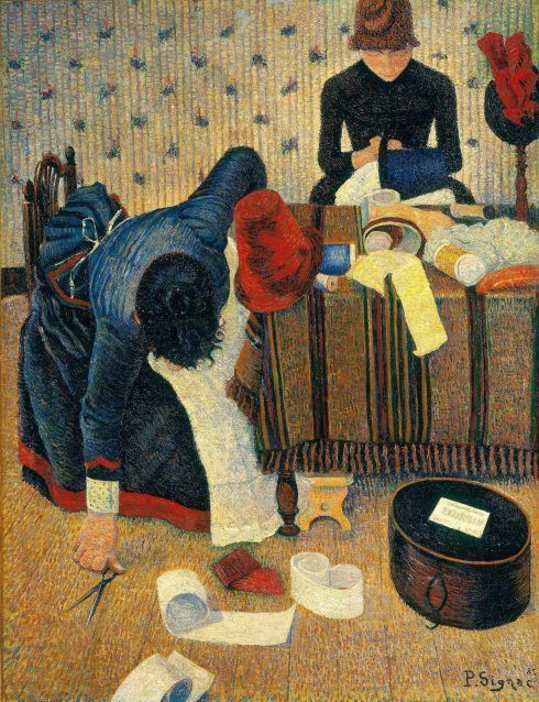 Paul Signac, Les Modistes (Die Hutmacherinnen), 1885/86, Öl auf Leinwand, 116 x 89 cm (Stiftung Sammlung E.G. Bührle, Zürich)