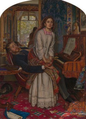 William Holman Hunt, The Awakening Conscience, 1853-1854, oil on canvas, 76.2 x 55.9 cm (30 x 22 in.)framed: 106 x 85.7 x 9.7 cm (41 3/4 x 33 3/4 x 3 13/16 in.), Tate. Presented by Sir Colin and Lady Anderson through the Friends of the Tate Gallery 1976.