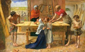 John Everett Millais, Christ in the House of His Parents (The Carpenter's Shop), 1849-1850, oil on canvas, 86.4 x 139.7 cm (34 x 55 in.)framed: 159 x 187.3 x 141 cm (62 5/8 x 73 3/4 x 55 1/2 in.), Tate. Purchased with assistance from the Art Fund and various subscribers 1921.