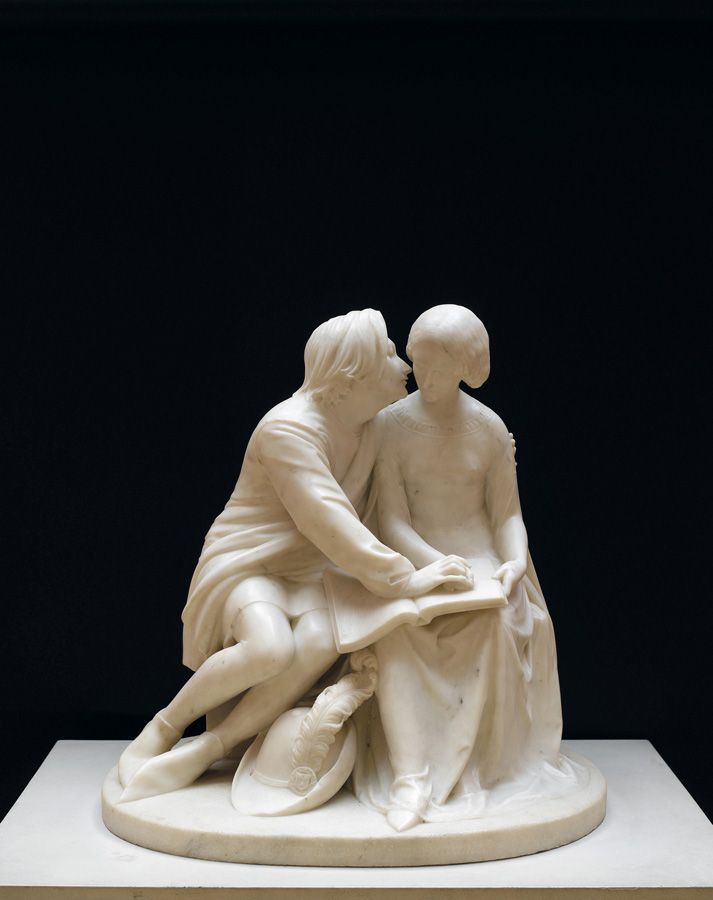 Alexander Munro, Paolo and Francesca, 1852, marble, 66 x 67.5 x 53 cm (26 x 26 5/8 x 20 7/8 in.), Birmingham Museums and Art Gallery, Purchased 1960,