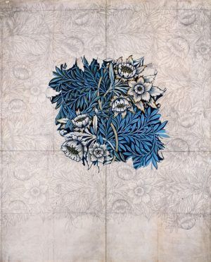 William Morris, Design for Tulip and Willow printed textile, 1873-1875, pencil, watercolor, and bodycolor, 114.3 x 94 cm (45 x 37 in.)framed: 120.3 x 100.6 x 3.3 cm (47 3/8 x 39 5/8 x 1 5/16 in.), Birmingham Museums and Art Gallery. Purchased from Morris & Co. through the Friends of BMAG, 1940.