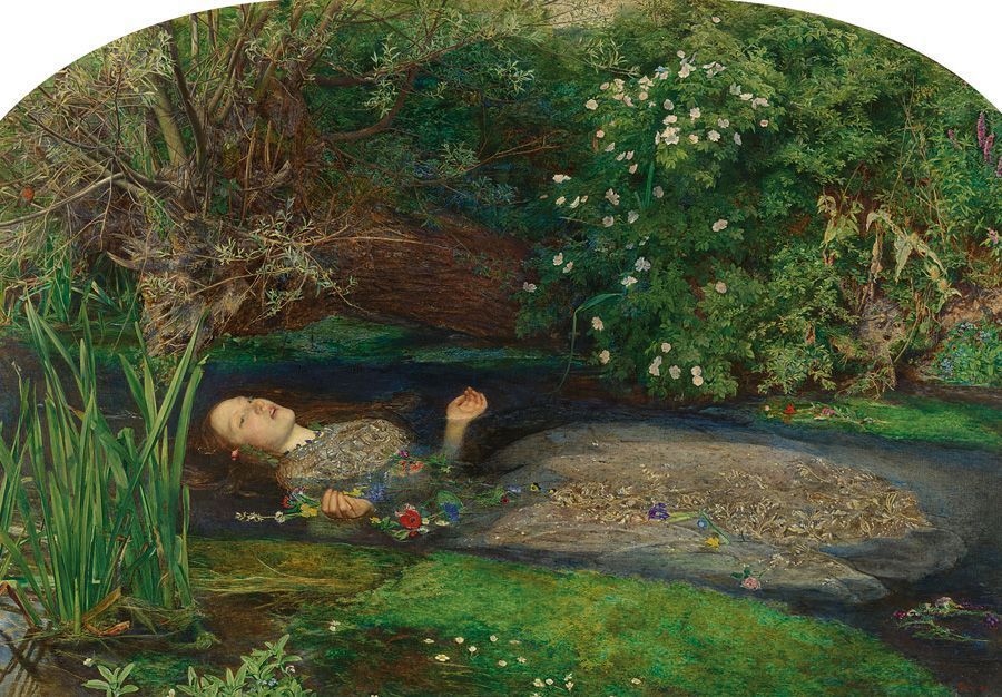 John Everett Millais, Ophelia, 1851-1852, oil on canvas, 76.2 x 111.8 cm (30 x 44 in.), Tate. Presented by Sir Henry Tate 1894.