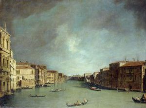 Giovanni Antonio Canal, genannt Canaletto, Der Canal Grande in Venedig nahe der Rialtobrücke nach Norden, 1725-1726, Öl auf Lw, 148,5 x 195,9 cm (© Gemäldegalerie Alte Meister, Staatliche Kunstsammlungen Dresden)