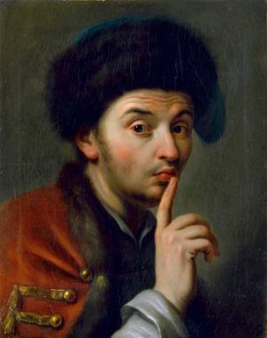 Pietro Antonio Graf Rotari, Mann mit Pelzmütze, den rechten Zeigefinger erhoben, undat, Öl auf Leinwand, 35 x 43,5 cm © Gemäldegalerie Alte Meister, Staatliche Kunstsammlungen Dresden.