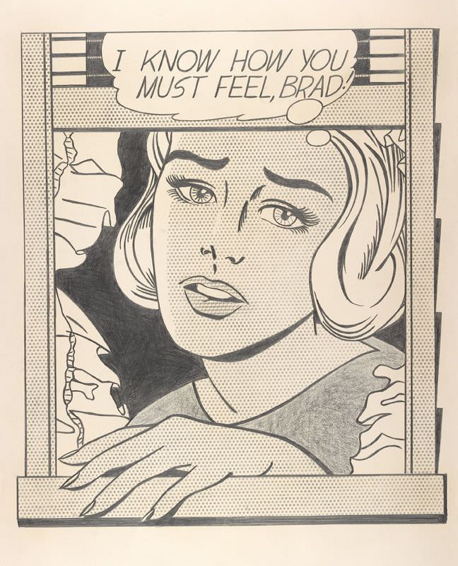 Roy Lichtenstein, I Know How You Must Feel, Brad!, 1963, Grafitstift, Schablone und Lithokreide, Privatsammlung © Estate of Roy Lichtenstein, Foto: Schecter Lee, 2009.