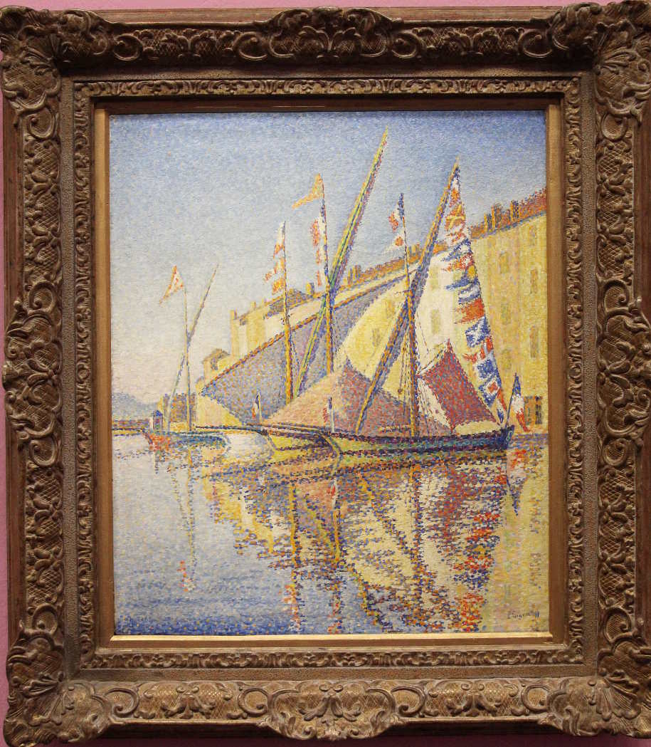 Paul Signac, Segelboote im Hafen von Saint-Tropez, Opus 240, 1893, Öl auf Leinwand, 56 × 46,5 cm (Von der Heydt-Museum, Wuppertal)