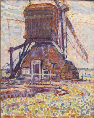 Piet Mondrian, Die Winkeler Mühle, pointillistische Fassung, 1908, Öl auf Leinwand, 44,5 × 34,3 cm (Dallas Museum of Art – Foundation for the Arts Collection, Schenkung James H. and Lillian Clark Foundatio)