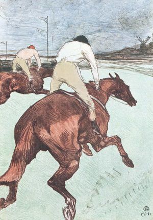 Henri de Toulouse-Lautrec, Der Jockey, 1899, Farblithographie in Pinsel, Kreide und Spritztechnik, 51,6 x 36,4 cm, Sammlung E.W.K., Bern.