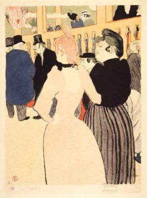 Henri de Toulouse-Lautrec, Im Moulin Rouge. Die Goulue, und ihre Schwester, 1892, Farblithographie in Pinsel und Spritztechnik, 58 x 43,5 cm, Sammlung E.W.K., Bern.
