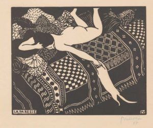 Félix Vallotton, Die Trägheit, 1896, Holzschnitt, 17,7 x 22,2 cm (Privatsammlung, Villa Flora, Winterthur)