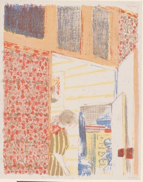 Édouard Vuillard, Landschaften und Interieurs: Interieur mit rosafarbener Tapete III, 1899, Farblithografie, 34 x 27 cm (Hahnloser/Jaeggli Stiftung, Winterthur, Schenkung Geschwister Jäggli, 2011)