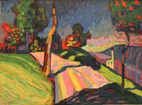 Wassily Kandinsky, Murnau, 1908, Ö auf Karton, Merzbacher Kunststiftung.