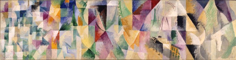 Robert Delaunay, Les Fenêtres sur la ville (1er partie, 1ers contrastes simultanés), 1912, Öl auf Leinwand, 53 x 207 cm (Museum Folkwang, Essen)