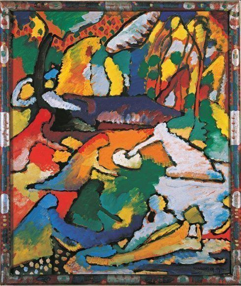 Wassily Kandinsky, Fragment zu Komposition II, 1910, Ö auf Karton, 57 x 47,5 cm, Merzbacher Kunststiftung.