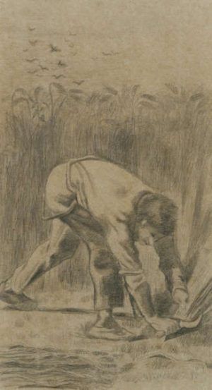 Vincent van Gogh, Der Schnitter mit Sichel (nach Jean-François Millet), 1880, Zeichnung, 55,5 x 30 cm, Uehara Museum of Modern Art © Uehara Museum of Modern Art.