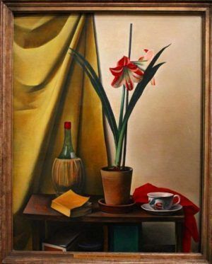 Alexander Kanoldt, Stillleben III mit Amaryllis, 1926, Öl auf Leinwand, 106 × 80 cm © Berlinische Galerie.