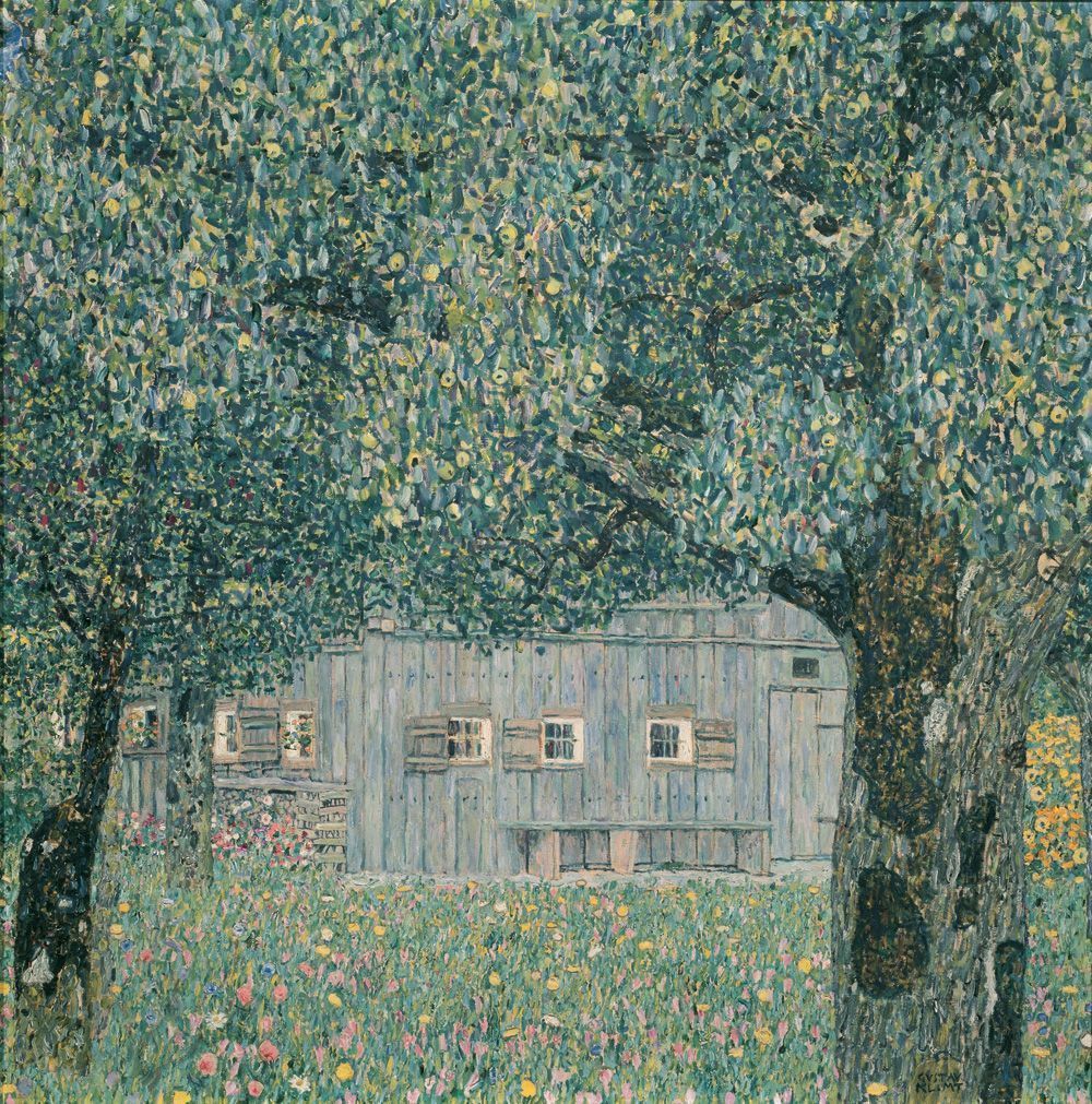 Gustav Klimt, Oberösterreichisches Bauernhaus, 1911, Öl auf Leinwand, 110 x 110 cm, Belvedere, Wien © Belvedere Wien.