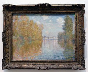 Claude Monet, Herbststimmung in Argenteuil, 1873 (The Samuel Courtauld Trust, The Courtauld Gallery, London), Installationsansicht „Wolken“ im Leopold Museum, Foto: Alexandra Matzner.