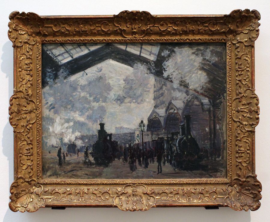Claude Monet, Der Bahnhof Saint-Lazare, 1877 (The National Gallery, London. Turner Nachlass 1856), Installationsansicht „Wolken“ im Leopold Museum, Foto: Alexandra Matzner.