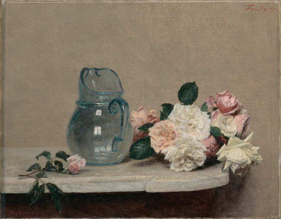 Henri Fantin-Latour, Rosen, 1889, Öl auf Leinwand, 44 x 56 cm (Lyon, Musée des Beaux-Arts © musée des Beaux-Arts de Lyon / Photo Alain Basset)