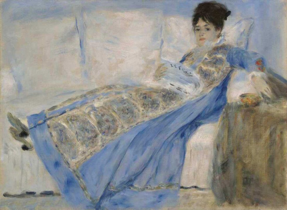 Pierre-Auguste Renoir, Porträt von Madame Claude Monet, um 1872–1874, Öl auf Leinwand, 53 × 71.7 cm (© Lissabon, Museu Calouste Gulbenkian D363, Foto: Catarina Gomes Ferreira)