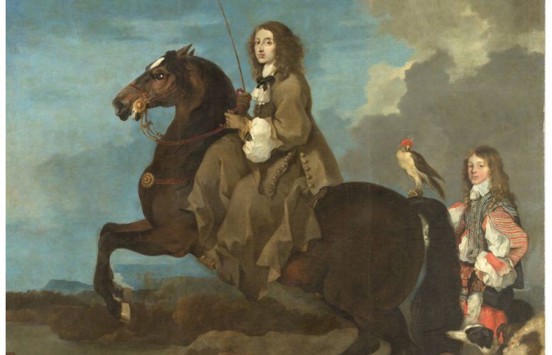 Sebastién Bourdon, Königin Christina von Schweden auf einem steigenden Pferd, 1653/54 (Museo Nacional del Prado)