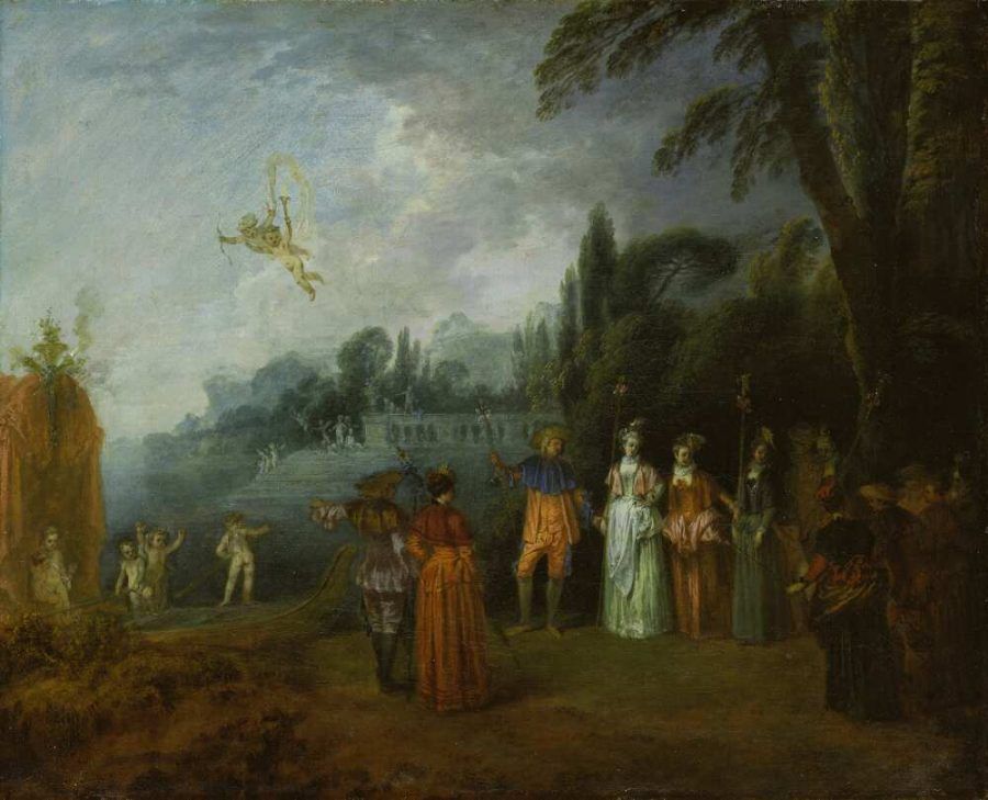 Antoine Watteau, L’Embarquement pour Cythère [Die Einschiffung nach Kythera], um 1709–1712, Öl auf Leinwand, 43,1 x 53,3 cm (Frankfurt am Main, Städel)
